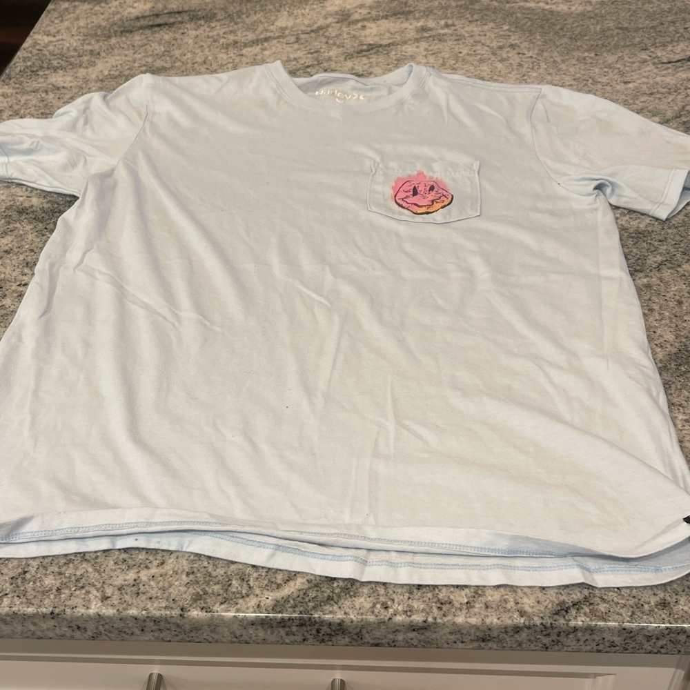 ⭐️Hurley Light Blue Tee with Pink smiley Graphic